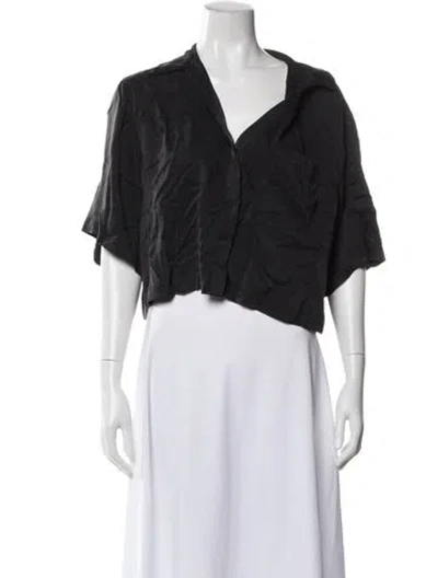 Pre-owned Lunya Silk V-neck Crop Top In Black