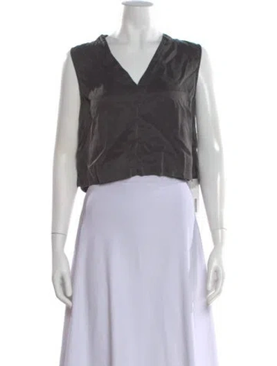 Pre-owned Lunya Silk V-neck Crop Top In Black