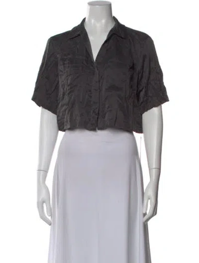 Pre-owned Lunya Silk V-neck Crop Top In Gray