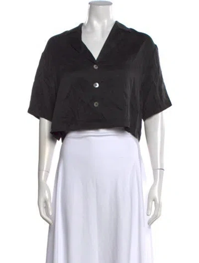 Pre-owned Lunya Silk V-neck Crop Top In Gray