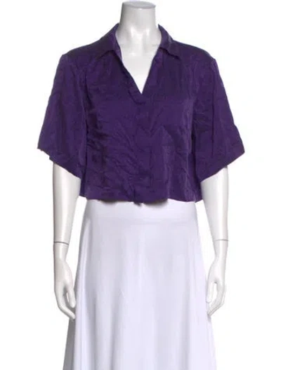 Pre-owned Lunya Silk V-neck Crop Top In Purple