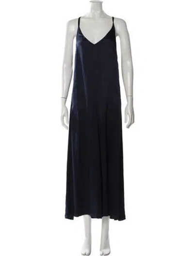 Pre-owned Lunya Silk V-neck Jumpsuit In Blue