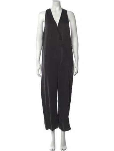 Pre-owned Lunya Silk V-neck Jumpsuit In Grey