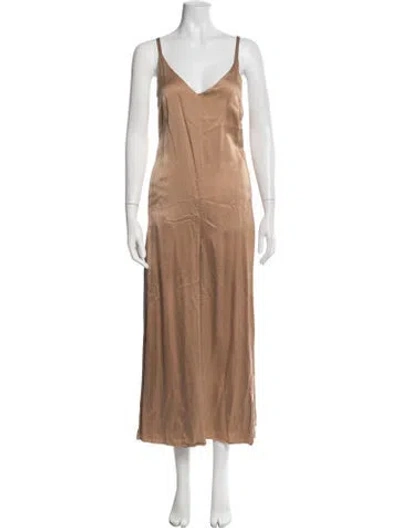 Pre-owned Lunya Silk V-neck Jumpsuit In Neutrals