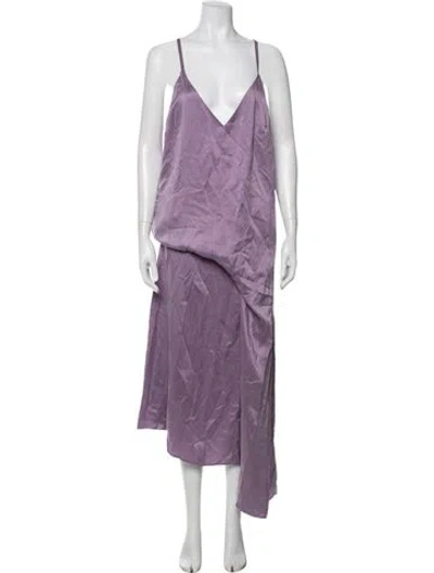 Pre-owned Lunya Silk V-neck Jumpsuit In Purple