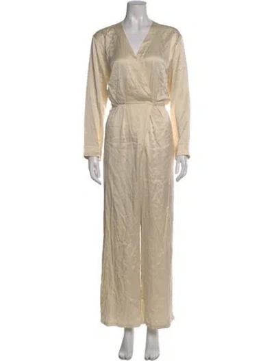 Pre-owned Lunya Silk V-neck Jumpsuit W/ Tags In Neutral
