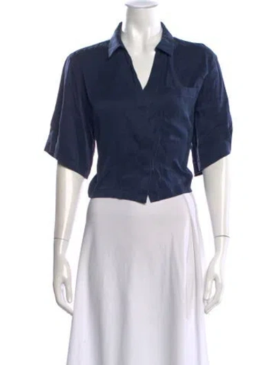 Pre-owned Lunya Silk V-neck Top In Blue