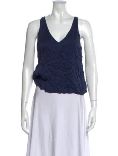 Pre-owned Lunya Silk V-neck Top In Blue