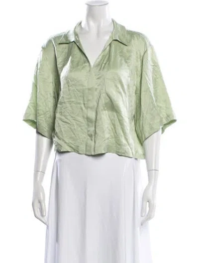 Pre-owned Lunya Silk V-neck Top In Green