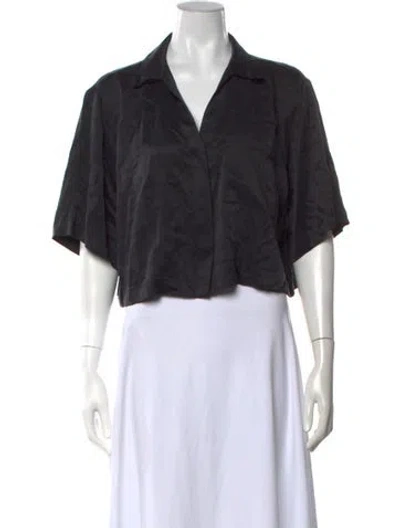 Pre-owned Lunya Silk V-neck Top In Grey