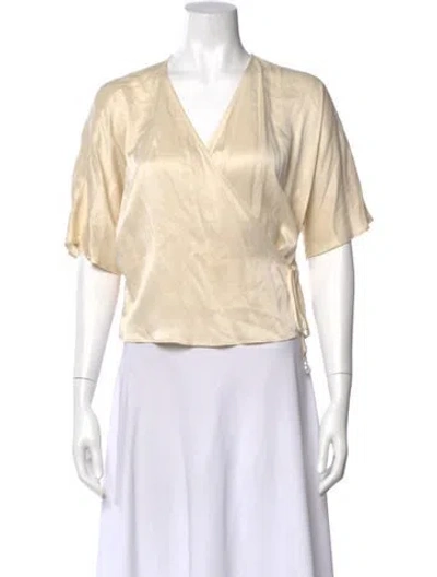 Pre-owned Lunya Silk V-neck Top In Neutral