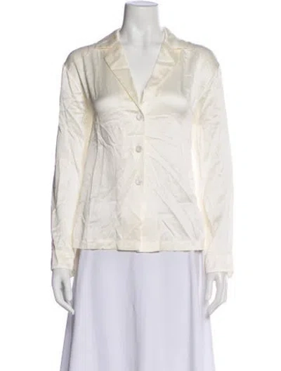 Pre-owned Lunya Silk V-neck Top In Neutral