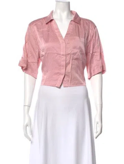 Pre-owned Lunya Silk V-neck Top In Pink