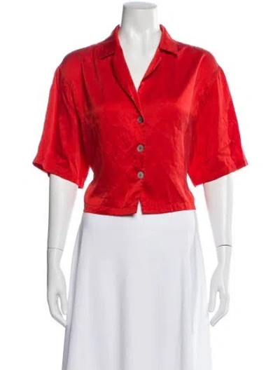 Pre-owned Lunya Silk V-neck Top In Red