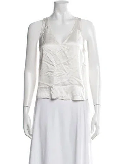 Pre-owned Lunya Silk V-neck Top In White