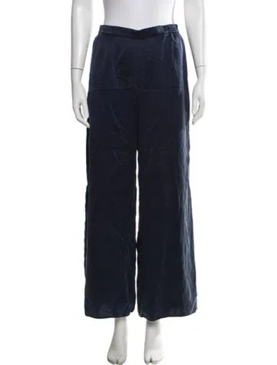 Pre-owned Lunya Silk Wide Leg Pants In Blue