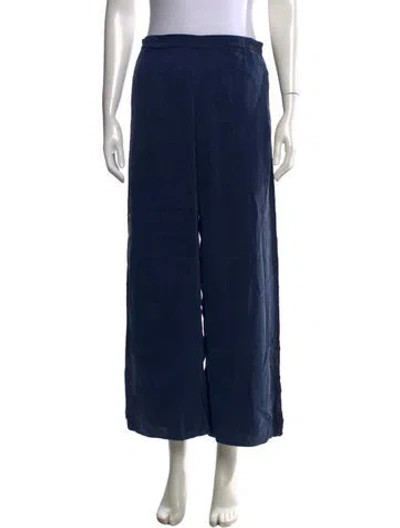 Pre-owned Lunya Silk Wide Leg Pants In Blue