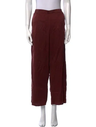 Pre-owned Lunya Silk Wide Leg Pants In Burgundy