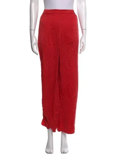 Pre-owned Lunya Silk Wide Leg Pants In Red