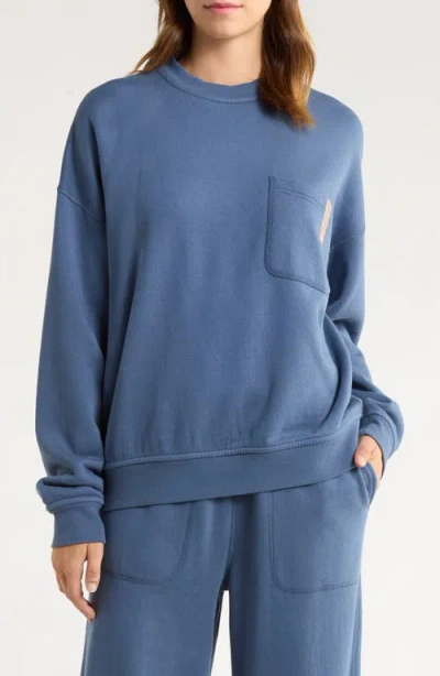 Lunya Silksweats Cotton & Silk Blend Pajama Sweatshirt In Blue