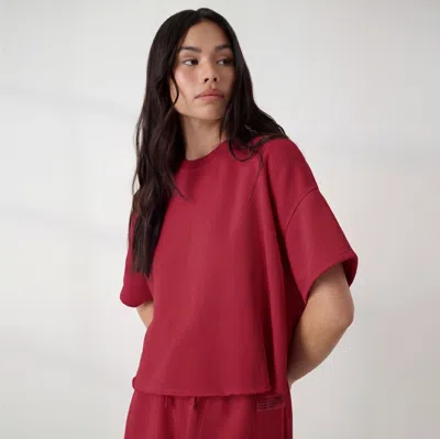 Lunya Silksweats Midweight Reversible Short Sleeve In Red