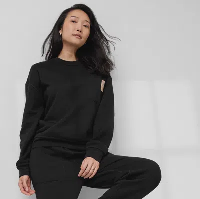 Lunya Silksweats Reversible Pocket Sweatshirt In Immersed Black