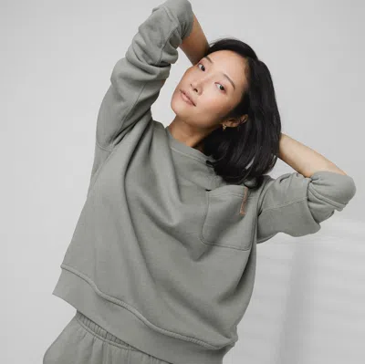 Lunya Silksweats Reversible Pocket Sweatshirt In Shaded Olive
