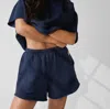 Lunya Silksweats Reversible Short In Deep Blue