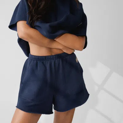 Lunya Silksweats Reversible Short In Deep Blue
