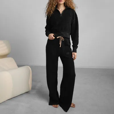 Lunya Silksweats Reversible Straight Leg Pant In Immersed Black