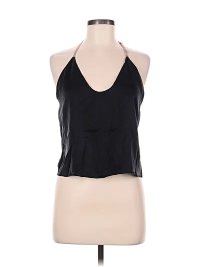 Pre-owned Lunya Sleeveless Silk Top Black Halter Neckline Tops