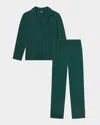 Lunya Slumberknit Essential Button-down Pajama Set In Hum Forest/hum Forest