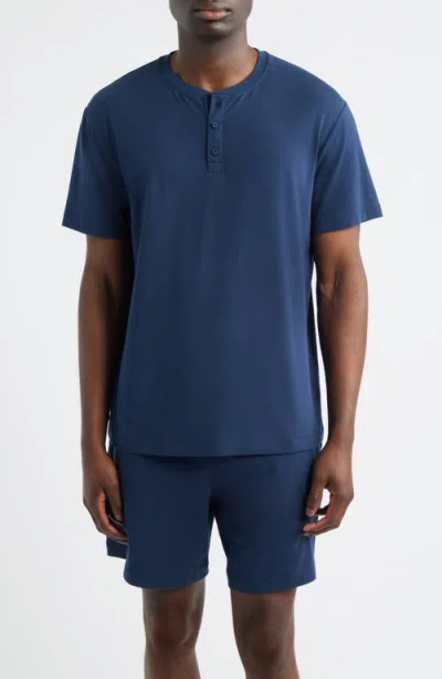 Lunya Slumberknit Henley Pajama T-shirt In Blue