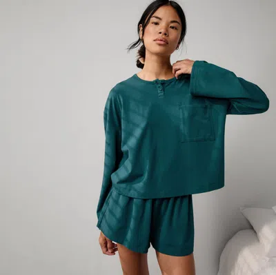 Lunya Slumberknit Long Sleeve Henley Short Set