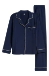 Lunya Slumberknit™ Pajamas In Deep Blue/swan White