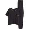 Lunya Slumberknit™ Pajamas In Immersed Black/hushed Tan