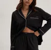 Lunya Slumberknit Shawl Collar Button Down Pant Set In Black