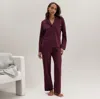 Lunya Slumberknit Shawl Collar Button Down Pant Set In Burgundy