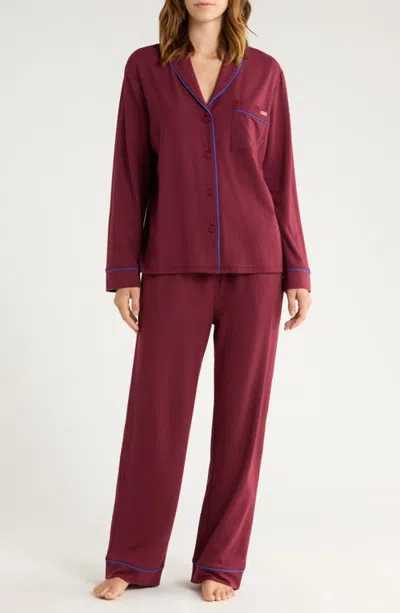 Lunya Slumberknit Shawl Collar Button Down Pant Set In Brown