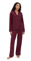 Lunya Slumberknit Shawl Collar Button Down Pants Set Calliope Wine/royal Lagoon In Burgundy