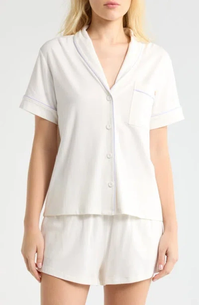 Lunya Slumberknit™ Shawl Collar Short Pajamas In White