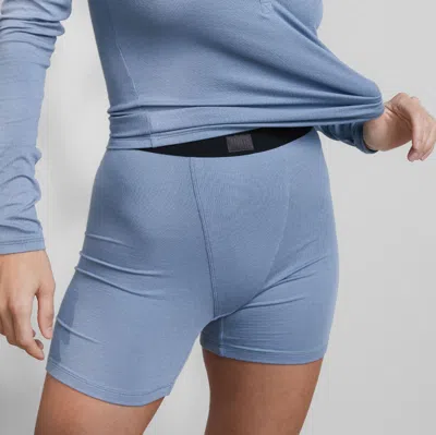 Lunya Soft Modal Rib Boyshort In Pastoral Blue/immersed Black