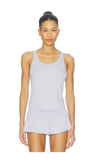 Lunya Soft Modal Rib Curved Hem Tank Top In Blue