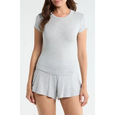 Lunya Soft Modal Rib Curved Hem Tee In Gray