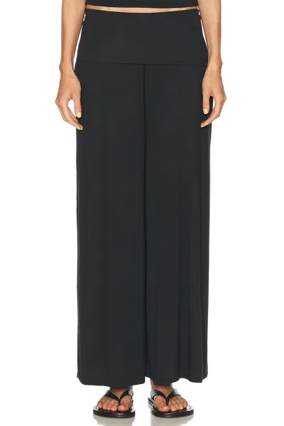 Lunya Soft Modal Rib Fold Over Pant In Black