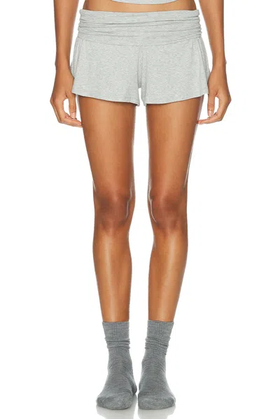 Lunya Soft Modal Rib Fold Over Short In Gray