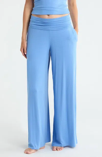 Lunya Soft Modal Rib Foldover Pant In Blue