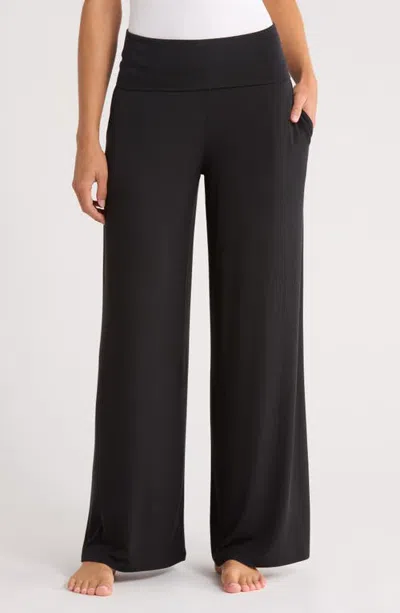 Lunya Soft Modal Rib Foldover Pant In Black