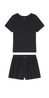 Lunya Soft Modal Rib Tee Short Set In Black