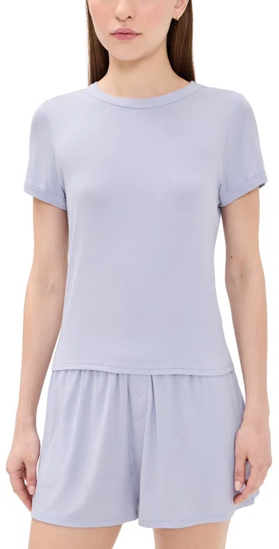 Lunya Soft Modal Rib Tee Shorts Set Quiet Lilac In Blue